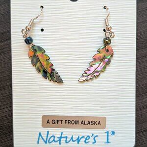 Iridescent leaf earrings